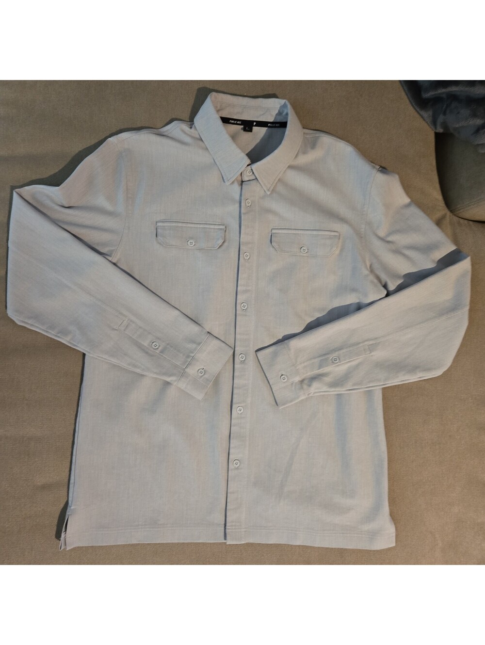 Public Rec Men’s Stretch Thermal Button Down Shirt Grey Size L